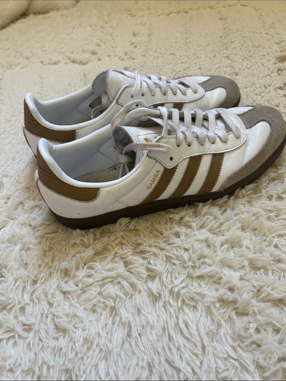 adidas Samba Sneakers in White and Brown